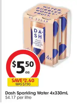 Coles Dash Sparkling Water 4x330mL offer
