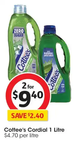 Coles Cottee's Cordial 1 Litre offer