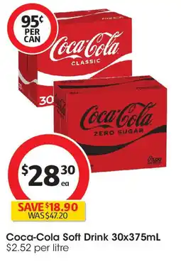 Coles Coca-Cola Soft Drink 30x375mL offer