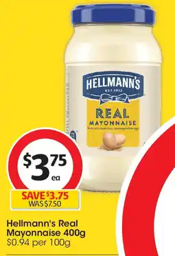 Coles Hellmann's Real Mayonnaise 400g offer