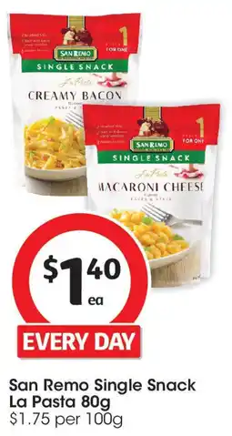 Coles San Remo Single Snack La Pasta 80g offer