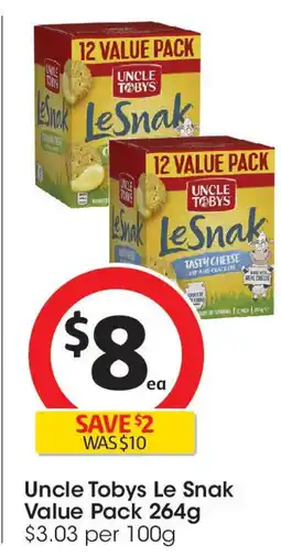 Coles Uncle Tobys Le Snak Value Pack 264g offer