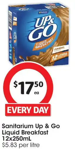 Coles Sanitarium Up & Go Liquid Breakfast 12x250mL offer