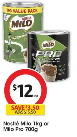 Coles Nestlé Milo 1kg or Milo Pro 700g offer