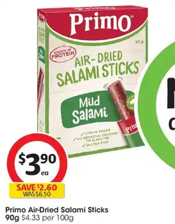 Coles Primo Air-Dried Salami Sticks offer