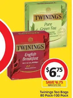 Coles Twinings Tea Bags 80 Pack-100 Pack offer