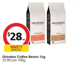 Coles Grinders Coffee Beans 1kg offer