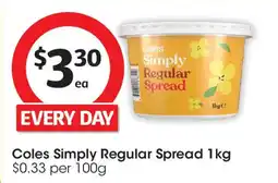 Coles Coles Simply Regular Spread 1kg offer