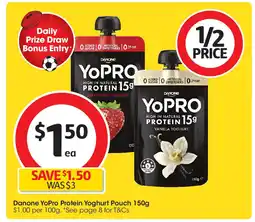 Coles Danone YoPro Protein Yoghurt Pouch 150g offer