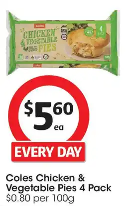 Coles Coles Chicken & Vegetable Pies 4 Pack offer
