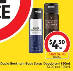 Coles David Beckham Body Spray Deodorant 150mL offer