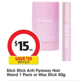 Coles Slick Stick Anti Flyaway Hair Wand 1 Pack or Wax Stick 50g offer