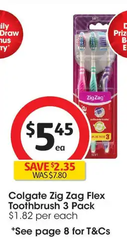 Coles Colgate Zig Zag Flex Toothbrush 3 Pack offer