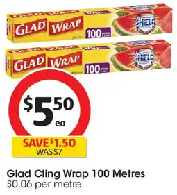Coles Glad Cling Wrap 100 Metres offer