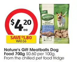 Coles Nature's Gift Meatballs Dog Food 700g offer