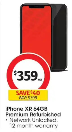 Coles iPhone XR 64GB Premium Refurbished offer