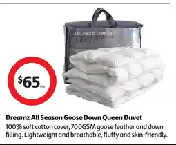 Coles Dreamz All Season Goose Down Queen Duvet offer