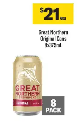 Coles Great Northern Original Cans 8x375mL offer