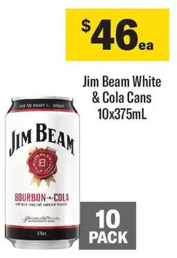Coles Jim Beam White & Cola Cans 10x375mL offer