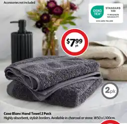 Coles Casa Blanc Hand Towel 2 Pack offer