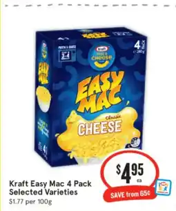 IGA Kraft Easy Mac 4 Pack Selected Varieties offer