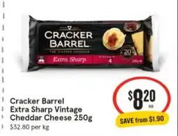 IGA Cracker Barrel 1 Extra Sharp Vintage Cheddar Cheese 250g offer