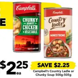 Drakes Campbell's Country Ladle or Chunky Soup 500g-505g offer