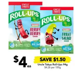 Drakes Uncle Tobys Roll-Ups 94g $4.26 per 100g offer