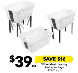 White Magic Laundry Basket on Legs