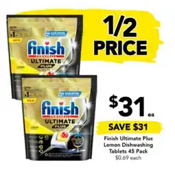 Drakes Finish Ultimate Plus Lemon Dishwashing Tablets 45 Pack $0.69 each offer