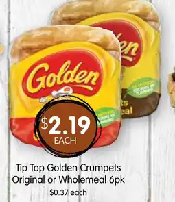 Spudshed Tip Top Golden Crumpets Original or Wholemeal 6pk offer