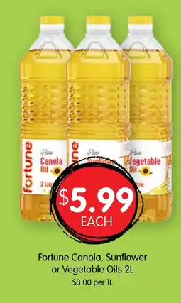 Fortune Canola, Sunflower or Vegetable Oils 2L