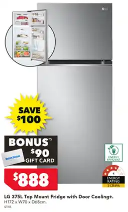 Harvey Norman LG 375L Top Mount Fridge with Door Cooling+. H172 x W70 x D68cm. offer