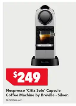 Harvey Norman Nespresso 'Citiz Solo' Capsule Coffee Machine by Breville - Silver. offer