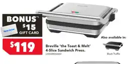 Harvey Norman Breville 'the Toast & Melt' 4-Slice Sandwich Press. offer