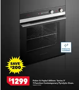 Harvey Norman Fisher & Paykel 600mm 'Series 5' 7-Function Contemporary Pyrolytic Oven. offer
