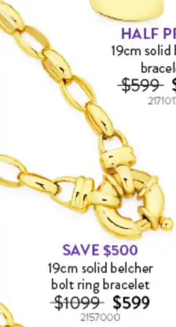 Goldmark 19cm solid belcher bolt ring bracelet offer