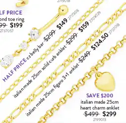 Goldmark italian made 25cm figaro 3+1 anklet offer