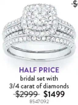 Goldmark bridal set with 3/4 carat of diamonds offer