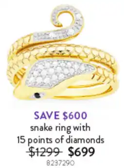 Goldmark snake ring with 15 points of diamonds offer