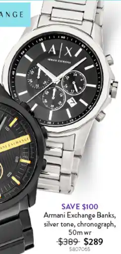 Goldmark Armani Exchange Banks, silver tone, chronograph, 50m wr offer