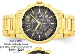 Goldmark Armani Exchange Banks, gold tone, chronograph, 50m wr offer