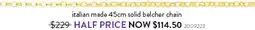 Goldmark italian made 45cm solid belcher chain 2009223 offer