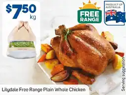 Foodland Lilydale Free Range Plain Whole Chicken offer