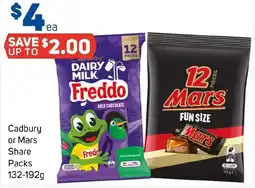 Foodland Cadbury or Mars Share Packs 132-192g offer
