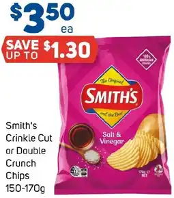 Foodland Smith's Crinkle Cut or Double Crunch Chips 150-170g offer