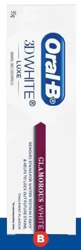 Foodland Oral-B 3D White Lux Toothpaste 95g offer