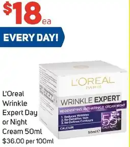 Foodland L'Oreal Wrinkle Expert Day or Night Cream 50ml offer