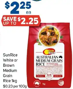 Foodland SunRice White or Brown Medium Grain Rice 1kg offer