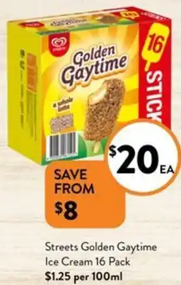 Foodworks Streets Golden Gaytime Ice Cream 16 Pack offer
